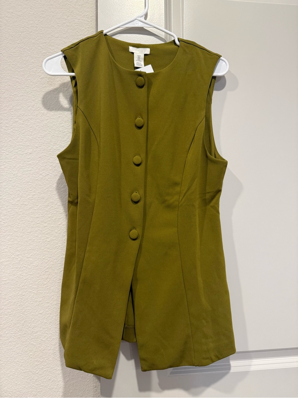 H&M Sleeveless Olive Green Button Front Vest